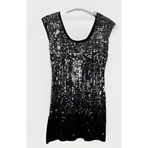 White House Black Market Silver Sequin Mini Dress Black/Grey/Ombre Holiday Sz S